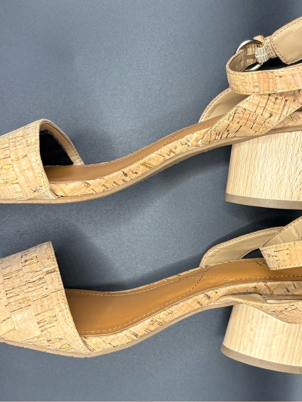 NYDJ Tan Cork-Accent Slide Sandals - Picture 2 of 6